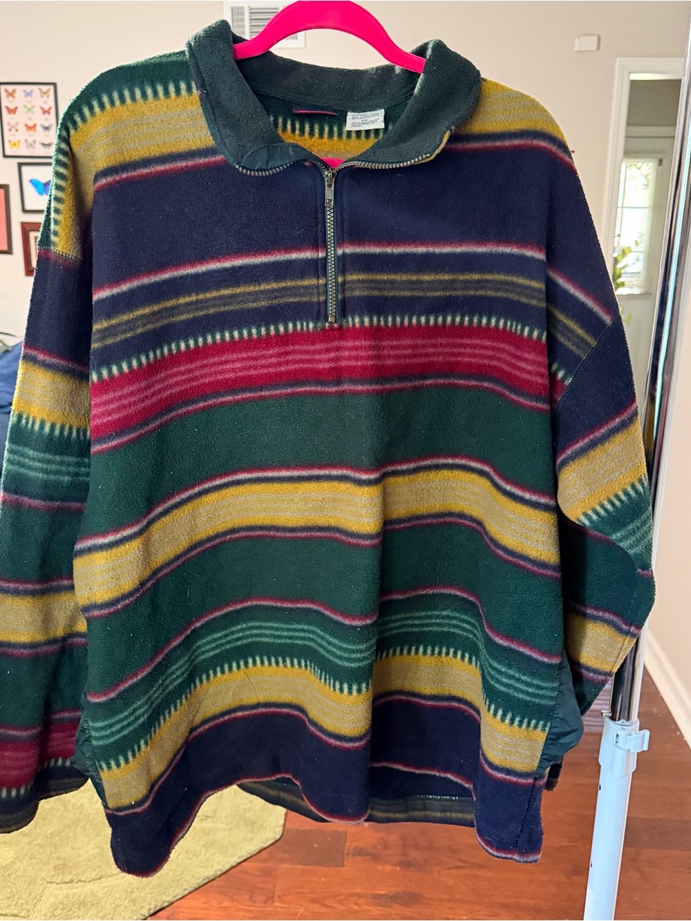 Bugle Boy Forest Green Multi-Stripe Half-Zip Sweater